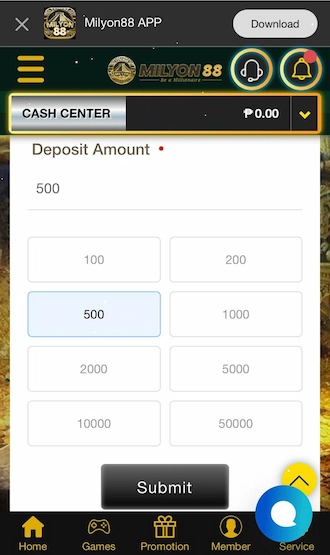 Step 2: Select the default payment amount or enter the amount you want to pay. Then click "Submit" to move to the next step.